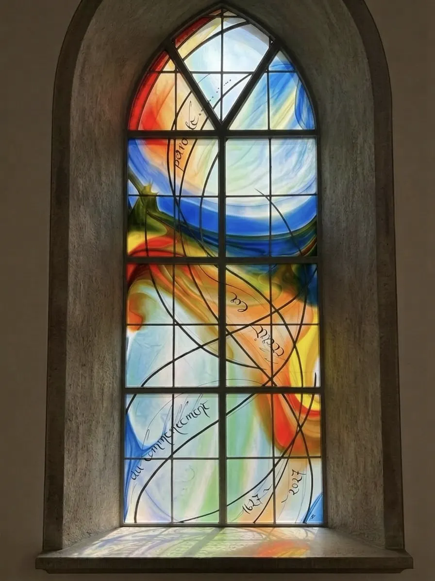 Kirchenfenster nach eigenem Entwurf, Paroisse Réformée Renan